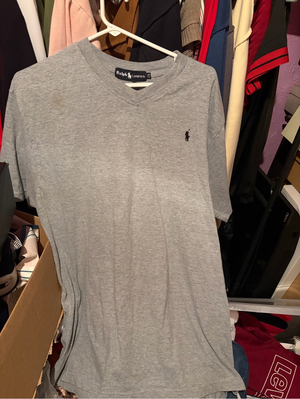 Polo by Ralph Lauren Men’s Grey V-Neck T-Shirt